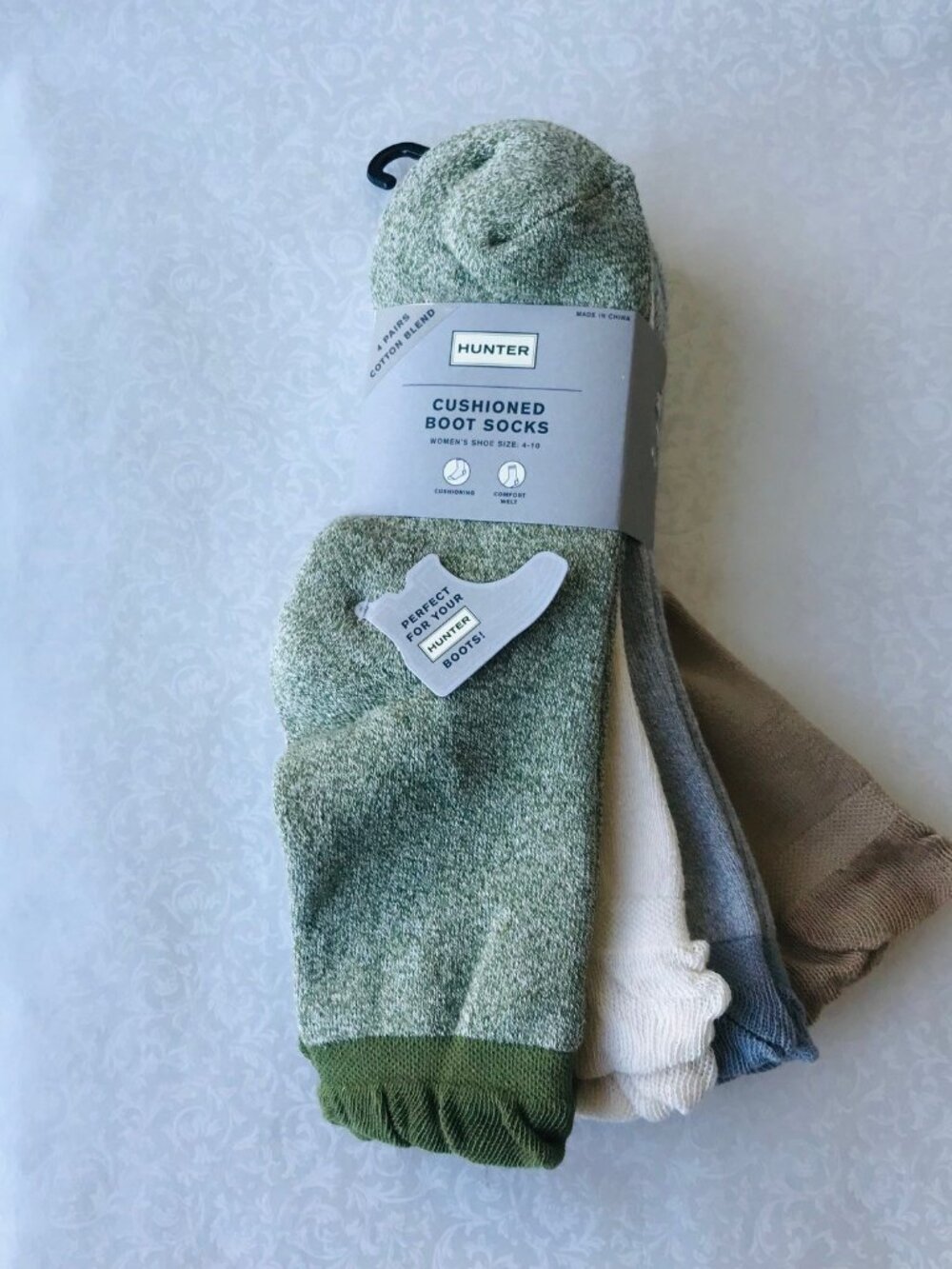 HUNTER ORIGINAL CUSHIONED BOOT SOCKS US Women SIZE 4-10 Cotton Blend 4PACK